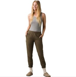 Prana Mantra Jogger Pants Hemp Blend Pull On Stretchy Waist Minimal Neutral LRG